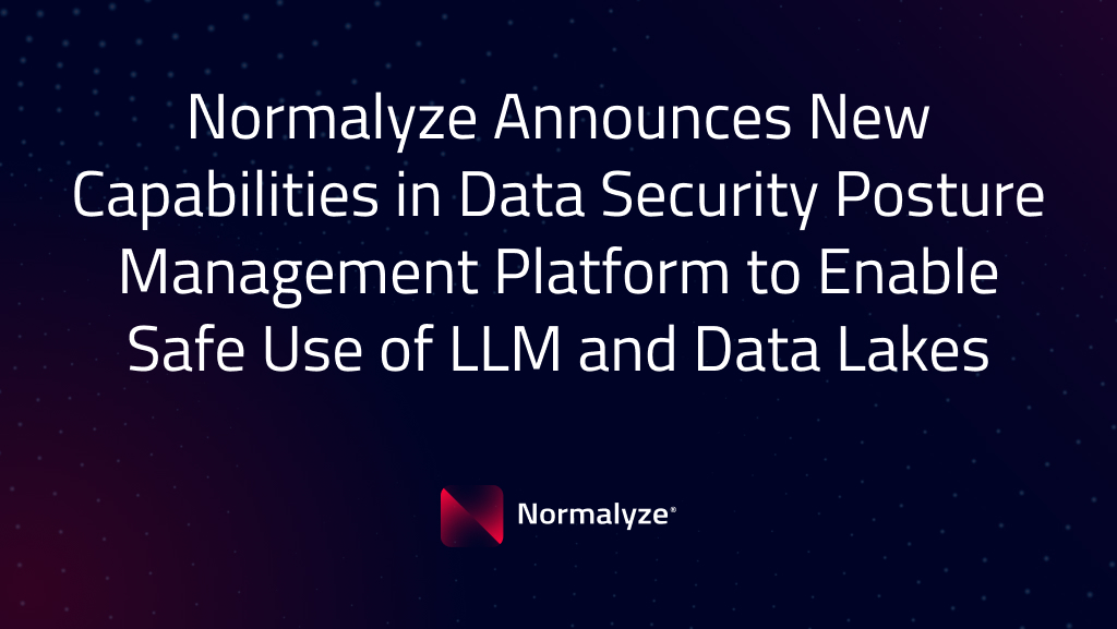 Normalyze announces new capabilities in data security posture management platform to enable safe use of LLM and data lakes