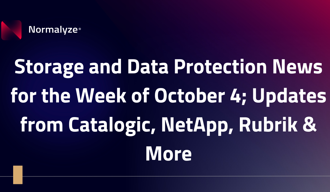 Solutions Review: Storage and Data Protection News for the Week of October 4; Updates from Catalogic, NetApp, Rubrik & More